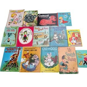 Vintage Childrens Books Lot: Clifford, Flintstones, Little Golden Book More